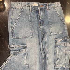 Zara Light Blue Denim Cargo Pants